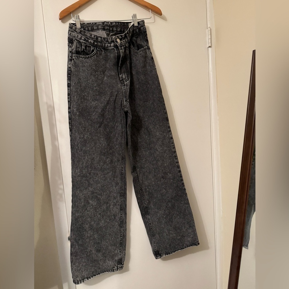SHEIN Dark grey wide leg jeans size medium‎
